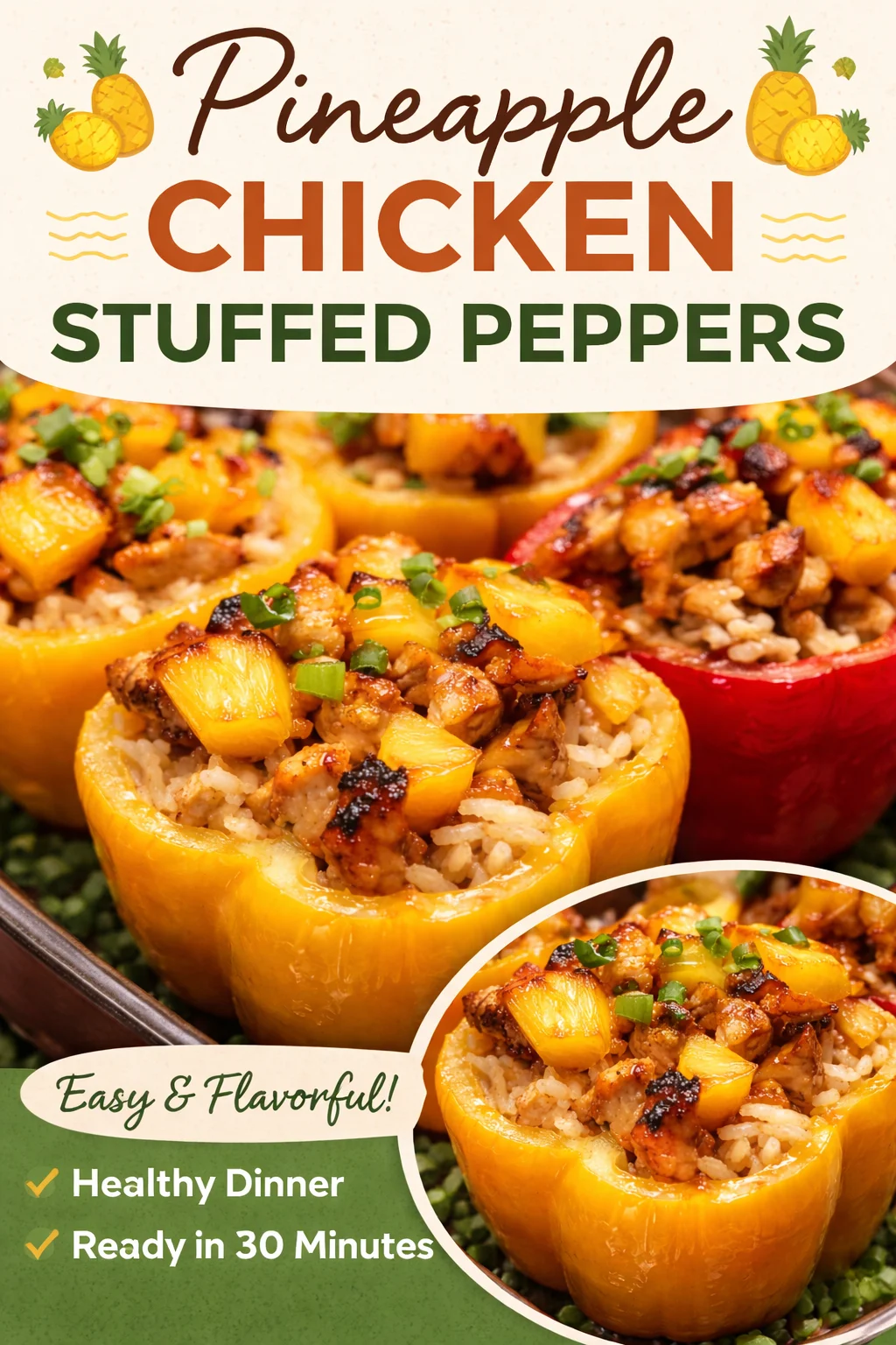 teriyaki pineapple chicken and rice stuffed peppers