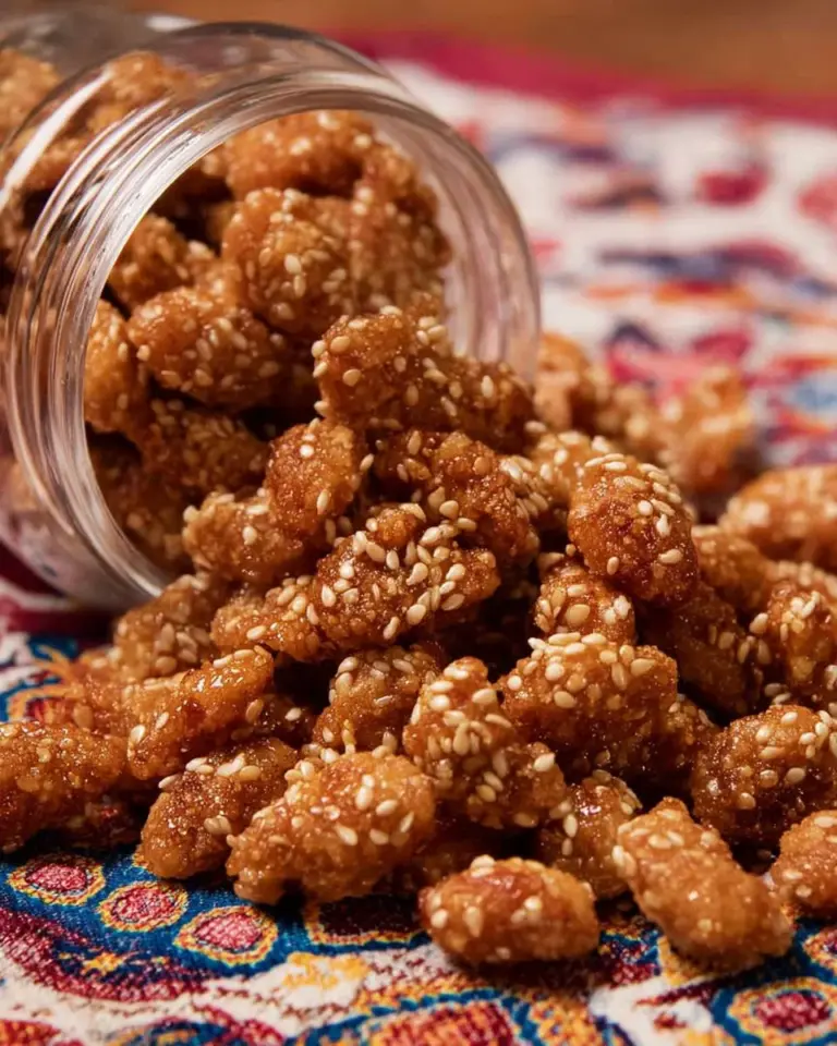 Delicious coconut-coffee candied peanuts in a bowl