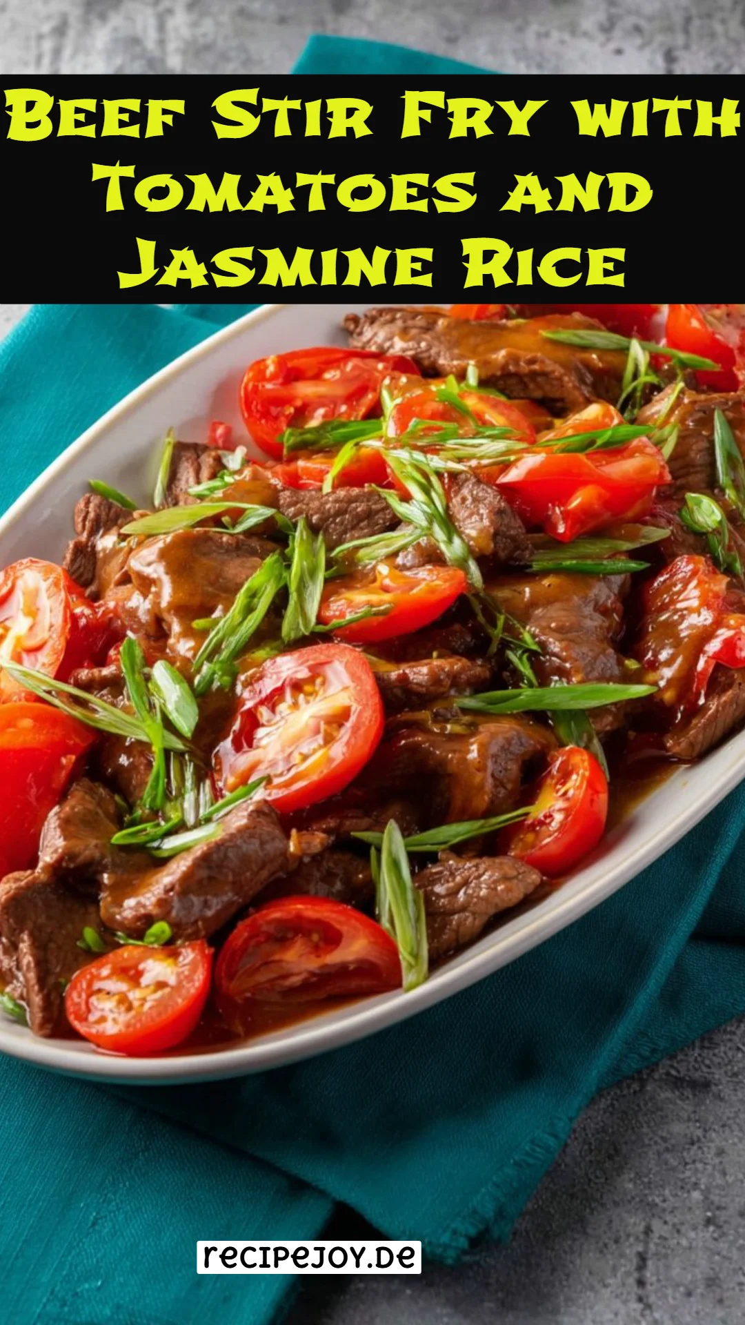 Beef Stir Fry with Tomatoes and Jasmine Rice
