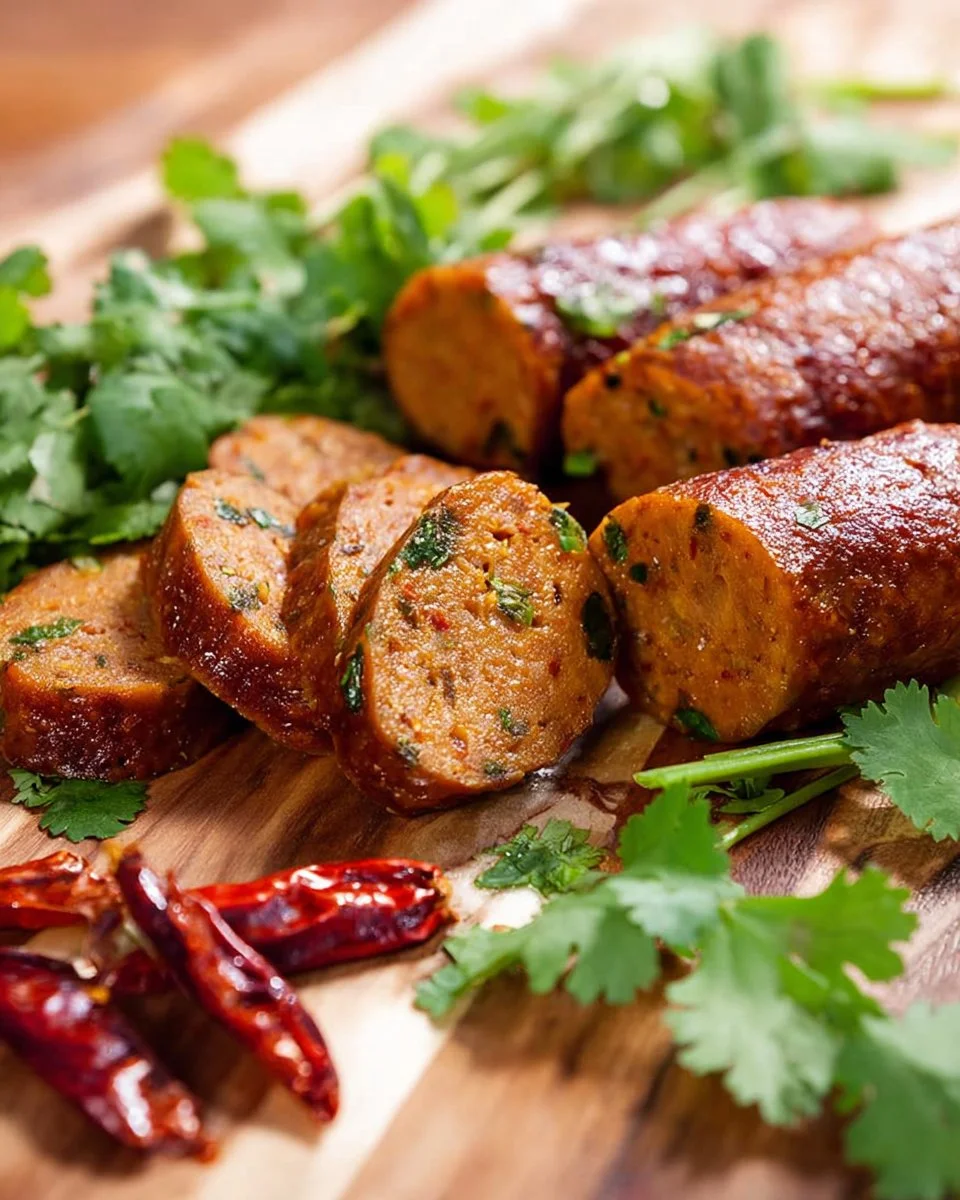 Northern Thai Sausage served with herbs and spices