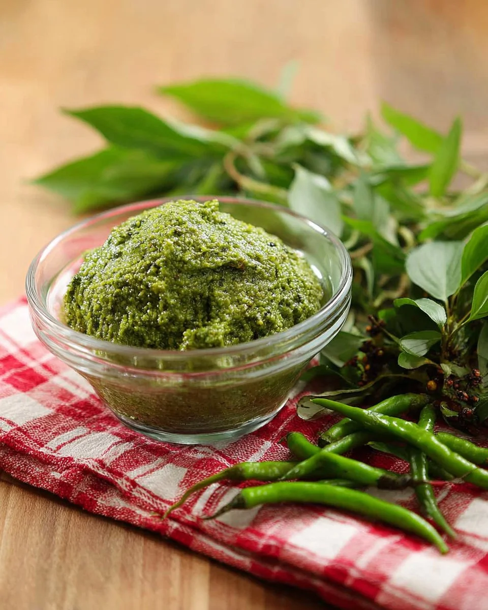Homemade Thai Green Curry Paste ingredients and preparation techniques.