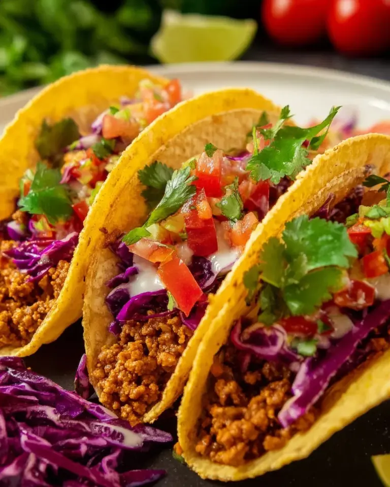 Delicious Thai Red Curry Taco topped with fresh Cabbage Slaw