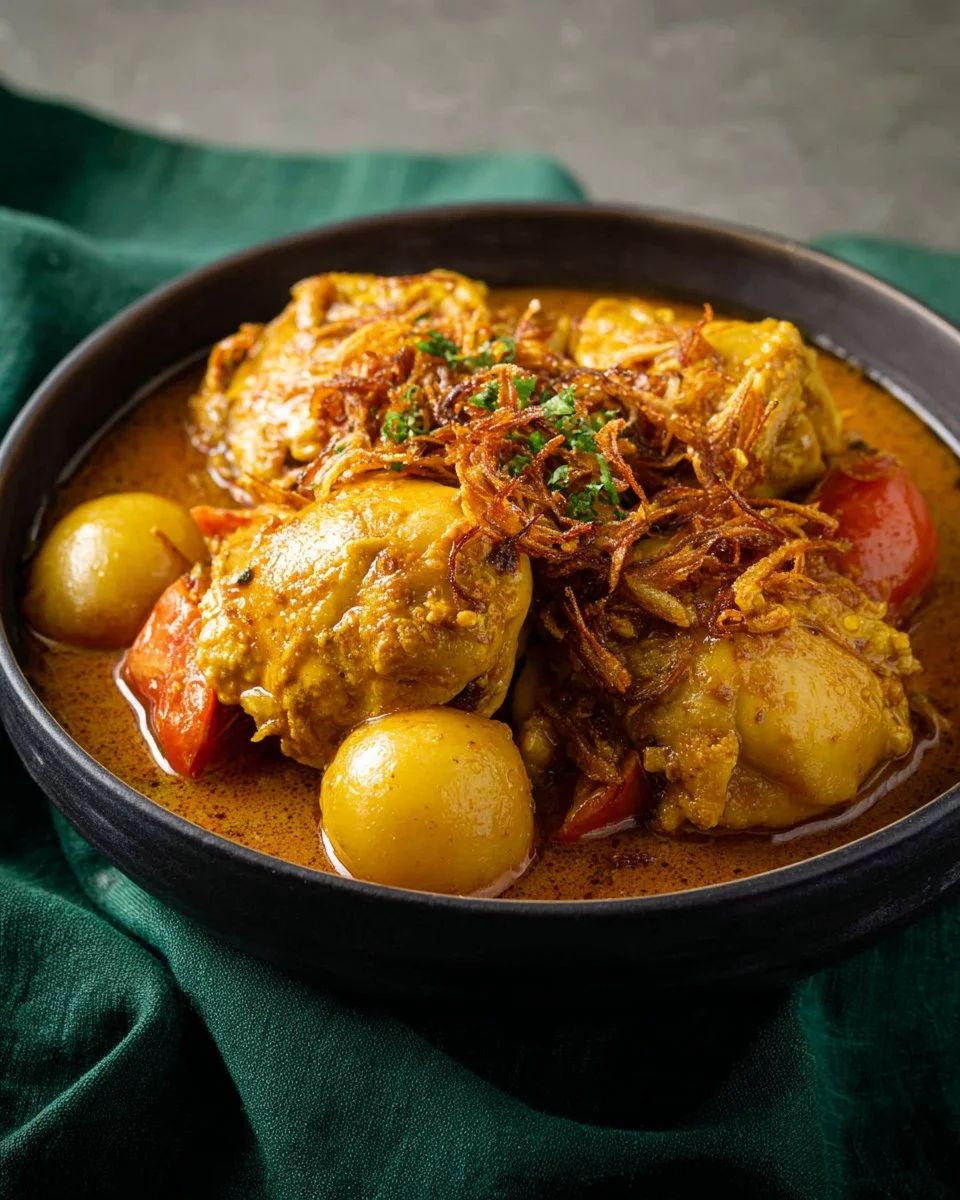 Homemade yellow curry paste in a bowl with fresh ingredients.