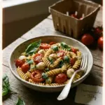Delicious Easy Caprese Pasta with fresh tomatoes and basil
