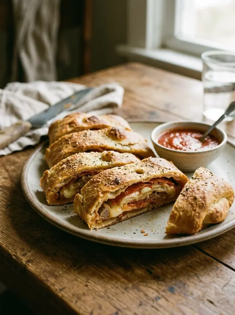 Easy homemade stromboli filled with cheese and meats, ready to bake.