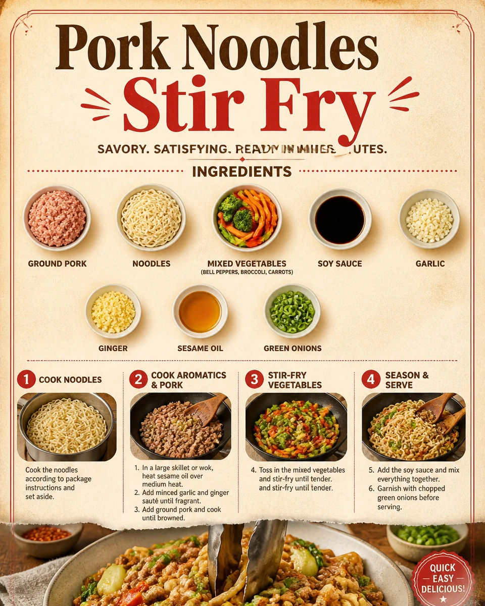 Pork Noodles Stir Fry