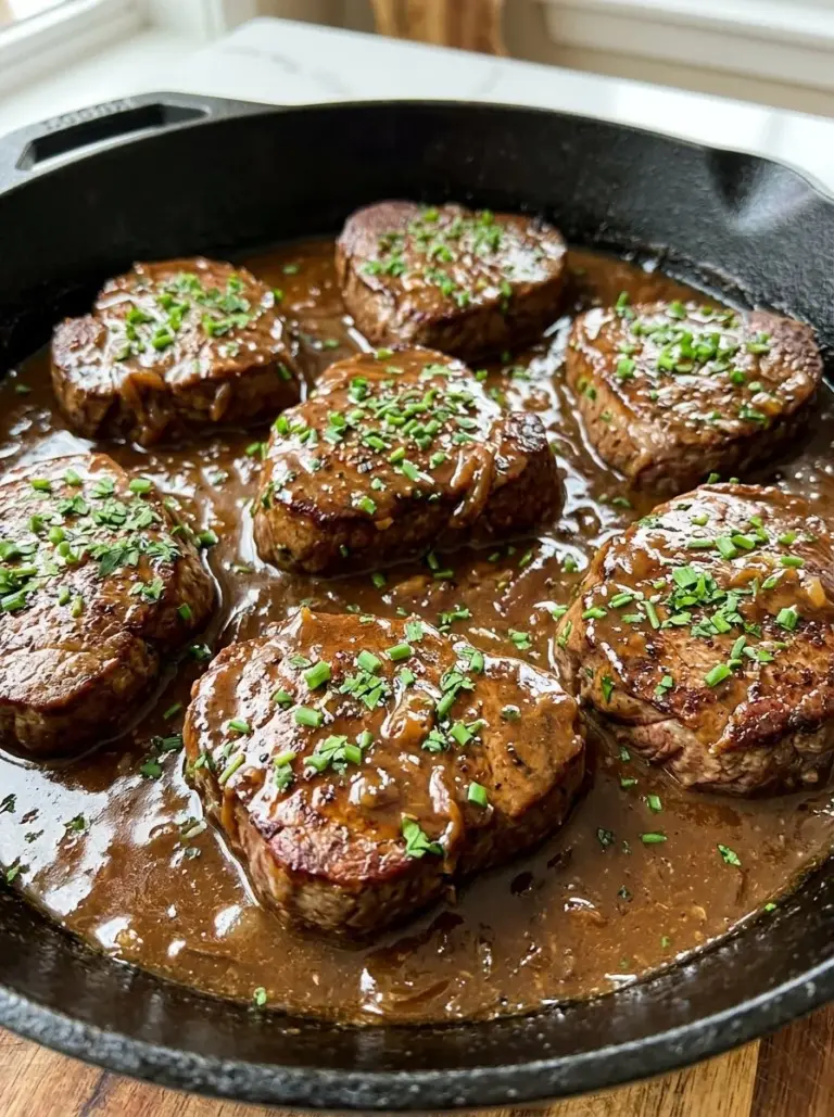 Tender steak served with delicious homemade gravy