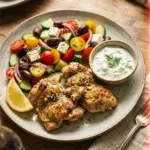Delicious Summer Greek Chicken with fresh vegetables and herbs