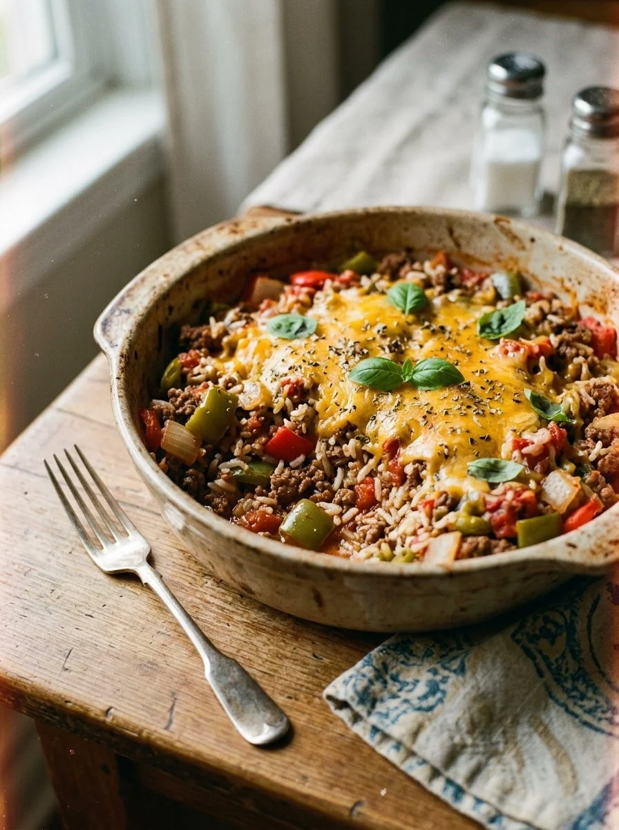 Delicious unstuffed peppers dish served in a bowl